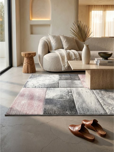 Kurzflorteppich LATEMAR von Kadima Design, kariert, Rosa, aus Polypropylen, B x T: 160 x 230 cm - Bild 1