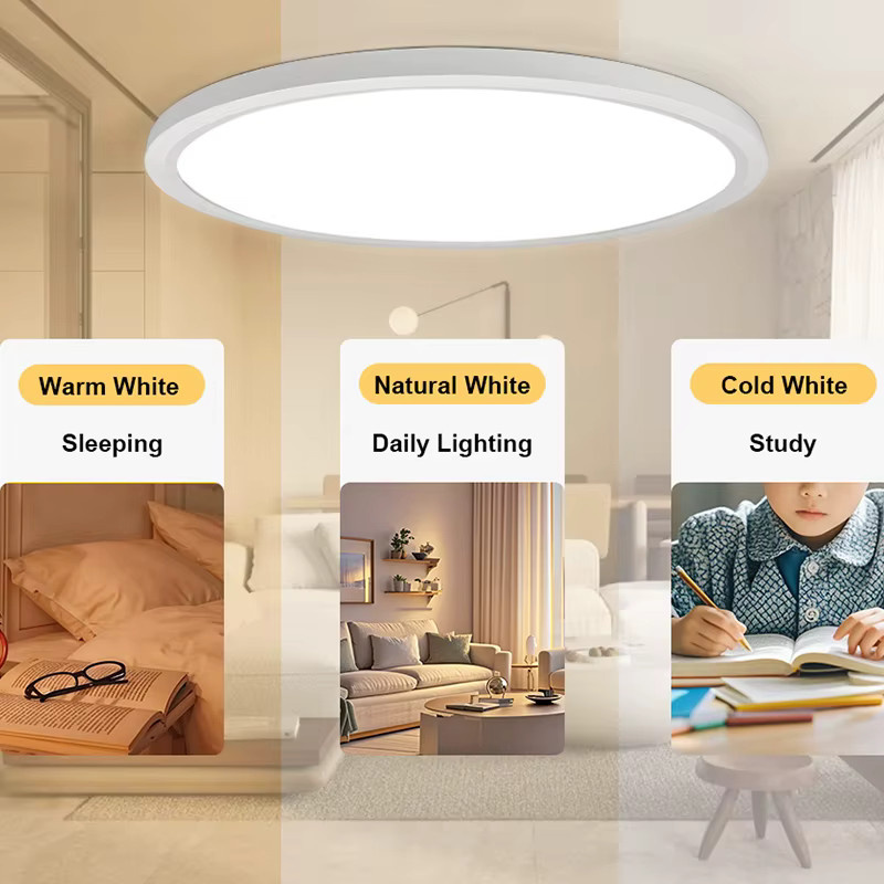 MARPOU LED-Deckenleuchte in Weiß, moderne runde und dimmbare Deckenlampe für Wohnzimmer und Schlafzimmer - Bild 2