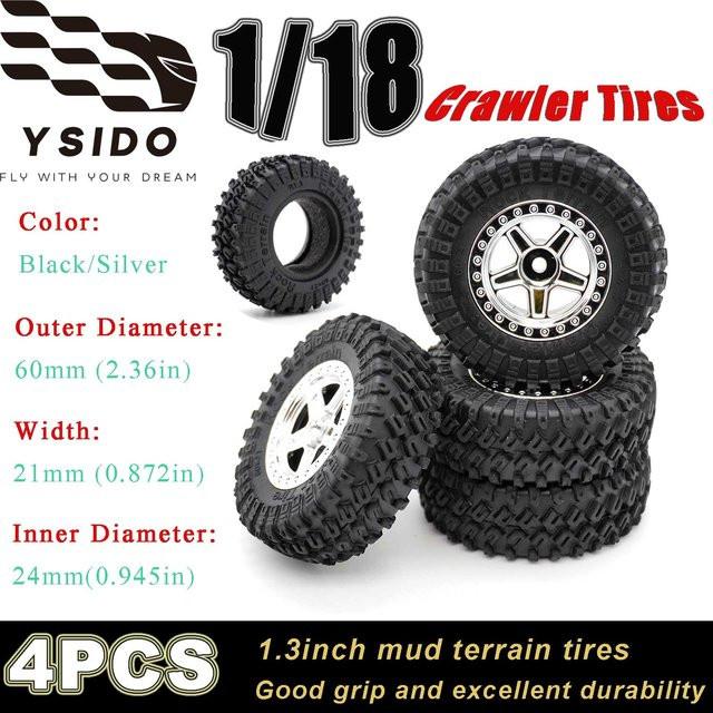 YSIDO Gummi Reifen, 4-teiliges Set, 1:18, Zubehör - Bild 1