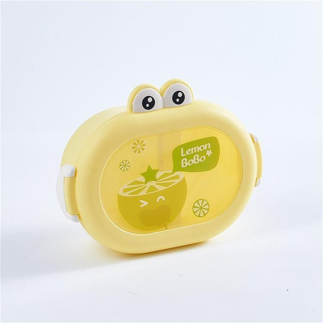 MTMA Bento-Box für Kinder mit Cartoon-Frosch-Motiv, gelbe Lunchbox aus Polypropylen für Snacks und Obst - Bild 1