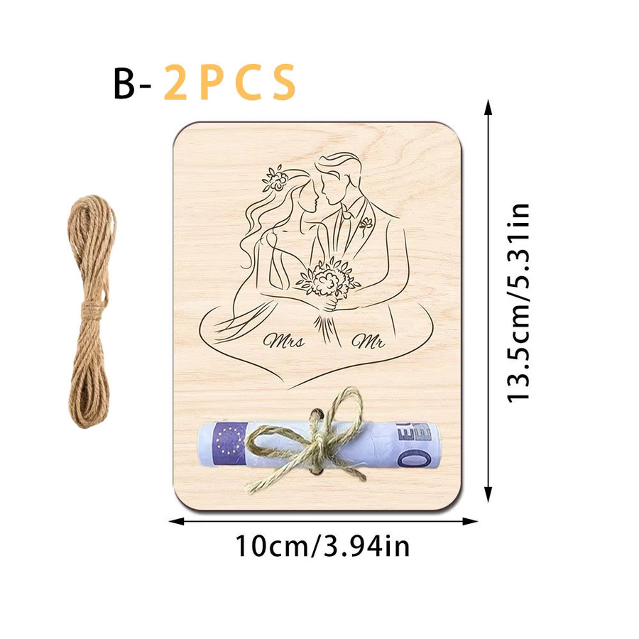 DIY-Hochzeitsbrieftasche aus Holz in Beige mit leeren Holzstücken als rustikale Hochzeitsdekoration und Liebesgeschenk - Bild 2