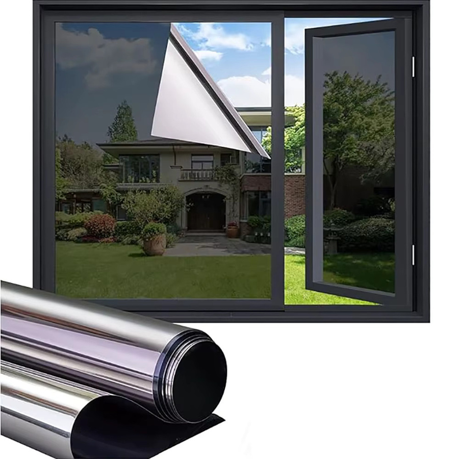 Doppelseitige transparente Fensterfolie von ctzsoop als hitzebeständiger Sonnenschutz und dekorativer Glasaufkleber in Grau - Bild 2