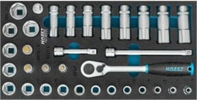 Hazet Steckschlüsselsatz 163-483/33, 33-teilig, 3/8 Zoll, Innen-Vierkant Robertson 10 mm, Farbe Silber - Bild 1