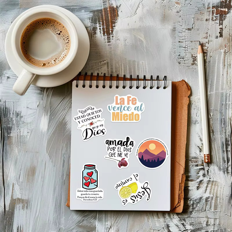 50 Stück spanische inspirierende Aufkleber in Multicolour für dein DIY Tagebuch, Telefon oder Kerzendekoration von RecordingYourLife Store - Bild 3