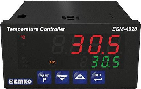 Emko ESM-4920 Universalregler Pt100 Schwarz, 2-Punkt P/PI/PD/PID, -200 bis +1700°C, Relais 5A, B/T/H: 48 x 84 x 96 mm - Bild 1