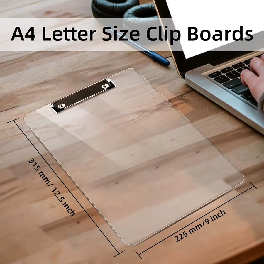 2er-Pack Kunststoff-Klemmbretter A4 aus Acryl in Transparent mit Flachprofil-Clip für Schule und Unterricht - Bild 2