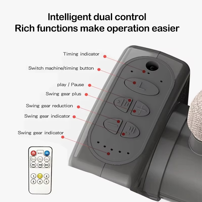 Intelligente elektrische Babywiege von Magic ZC mit automatischer Schaukelfunktion, Fernbedienung, Musik und 3-stufiger Höhenverstellung in Grau, anbettbar für das Elternbett - Bild 3