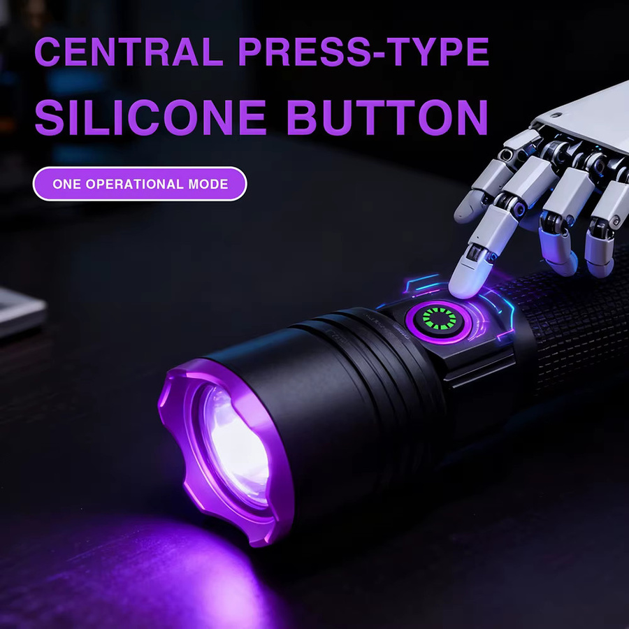 KENSUN UV-Taschenlampe 365 nm mit schwarzem Spiegel und violettem Licht, wiederaufladbar via USB-C, Schwarz/Violett - Bild 2