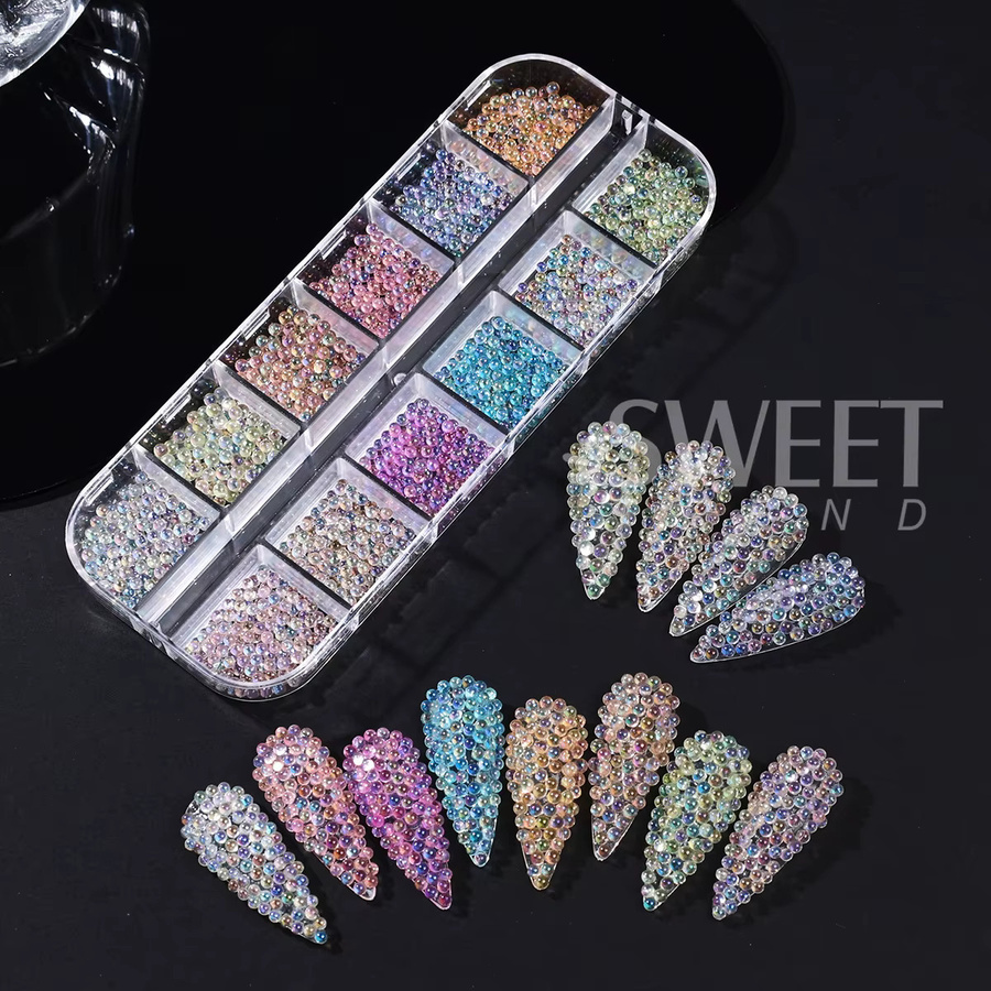 Sweet Trend Nagelkunst-Schmuck, Regenbogen-Kristall, 12 Gitter - Bild 2