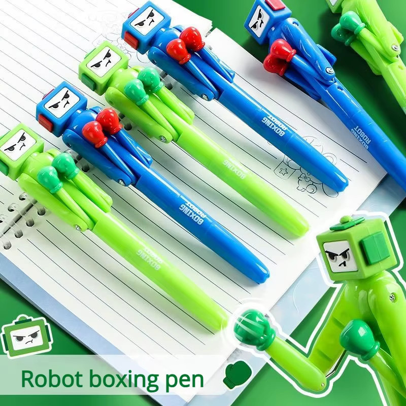 Boxender Stift-Roboter als Plüsch-Haaraccessoire mit Schlagarm, tragbarer Cartoon-Signaturstift in Gelb und Multicolour für Büro und Zuhause - Bild 3