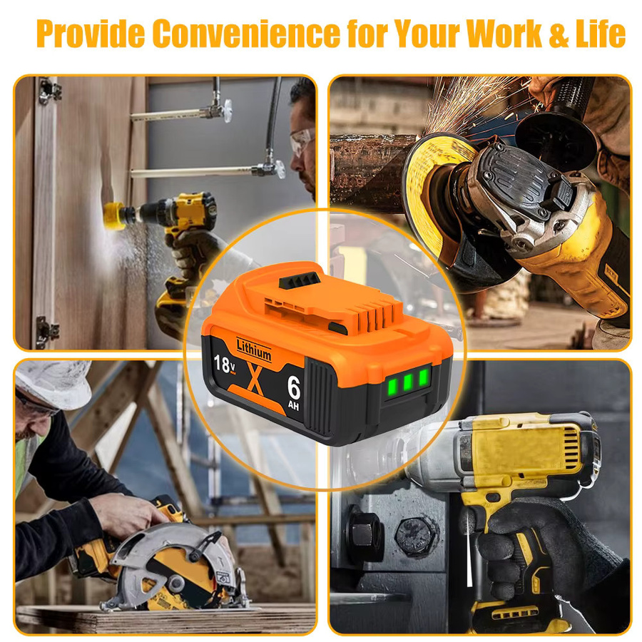 Dewalt Ersatz Lithium-Ionen-Akku 20 V mit 6000 mAh in Orange für DCB200 DCB205 DCB206 DCB209 DCB181 DCB182 - Bild 4