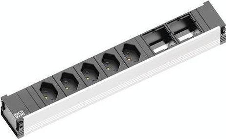 Bachmann 912.019 Steckdosenleiste ohne Schalter aus Aluminium in Schwarz und Silber mit CH-Stecker - Bild 1