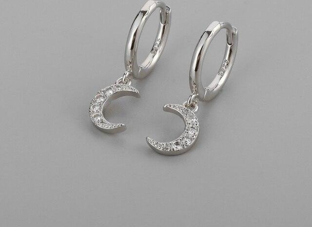 Creolen 925 Silber, Zirkonia, Damen, Mond - Bild 1