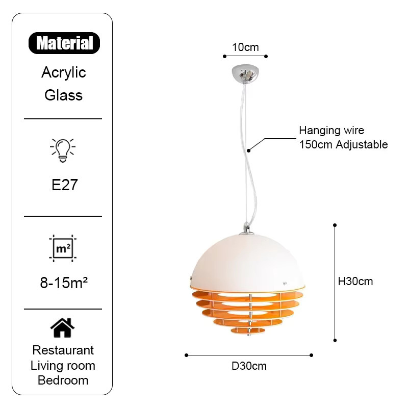 TAONUANSHU Bauhaus Deckenleuchte Orange Glas Pendelleuchte für Restaurant und Bar - Bild 6