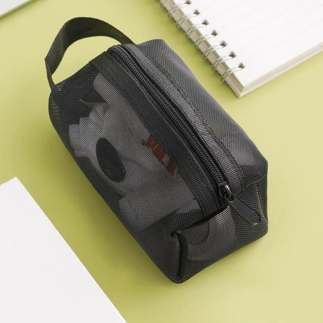 Clyine Tragbare Kosmetiktasche für Damen, Transparente Netz-Aufbewahrungstasche für Toilettenartikel in Schwarz und Transparent - Bild 1