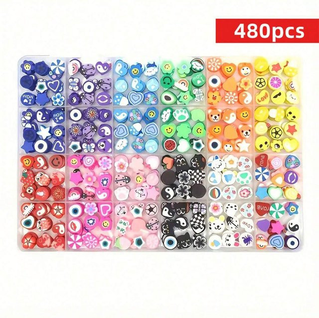 QYWCTZ Polymer-Ton-Perlen-Set, 480-teiliges Set, Bunt / Mehrfarbig - Bild 1