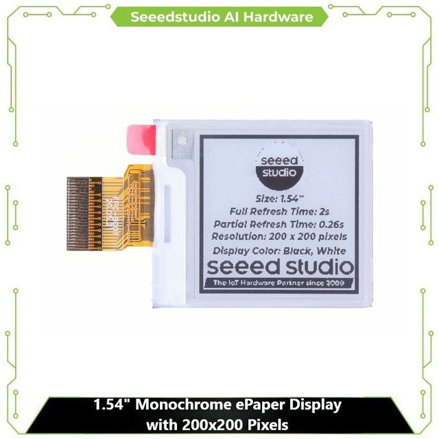 Seeed Studio 1.54 Zoll monochromes E-Paper Display mit 200x200 Pixeln, SPI-Schnittstelle, Farbe: Weiß, kompatibel mit Xiao, Arduino und STM32 - Bild 1