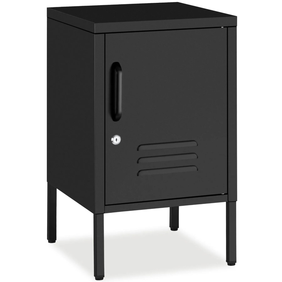 tectake Nachttisch Baker aus Stahl mit abschließbarer Tür und Magnetverschluss, Schwarz, B/T/H: 35,0 x 42,5 x 60,5 cm - Bild 2
