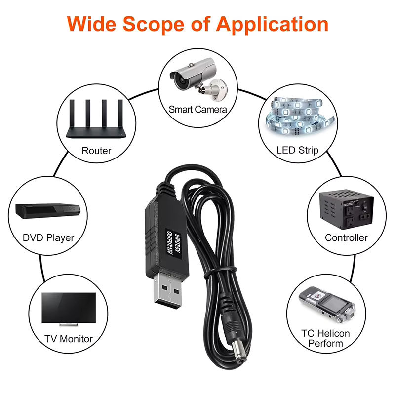 AOKIN 10 Stück USB auf 12 V Boost-Konverter mit rechtwinkligem Klinkenstecker-Adapter, Schwarz - Bild 5