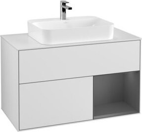 V&B Finion Waschtischunterschrank mit LED-Wandbeleuchtung, Anthrazit und Weiß, Breite: 100 cm - Bild 1