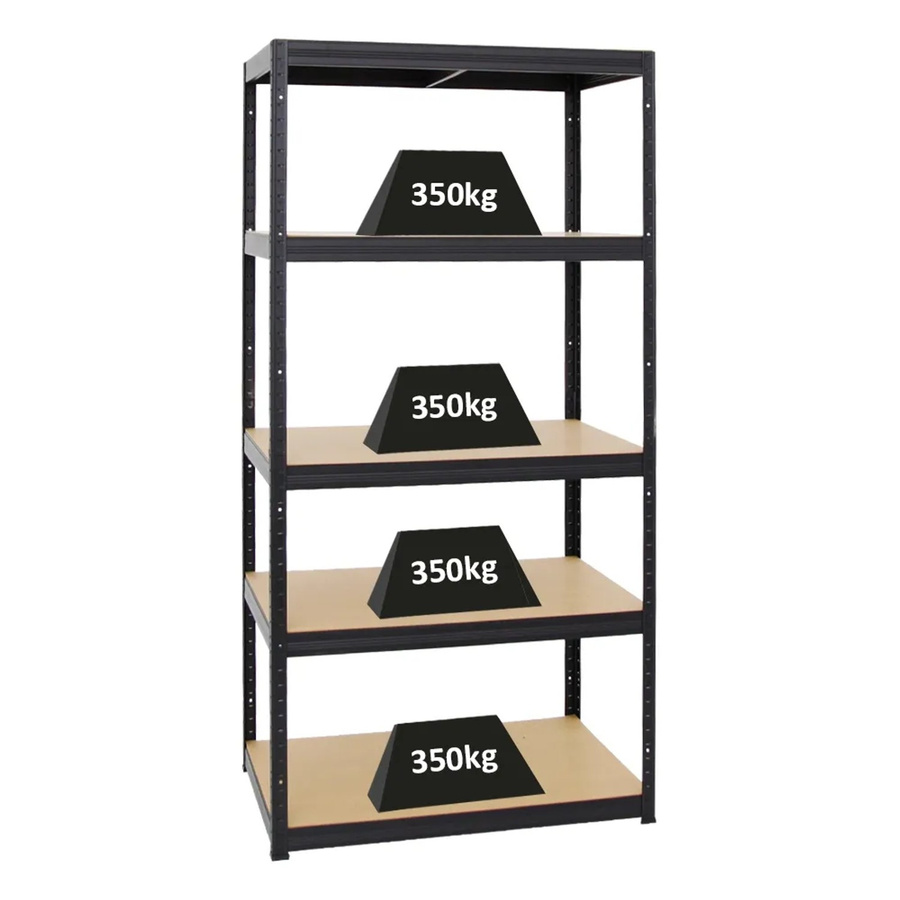 PROREGAL Schwerlastregal Slim Elephant M in Schwarz mit 5 Ebenen, H x B x T: 180 x 90 x 60 cm - Bild 2