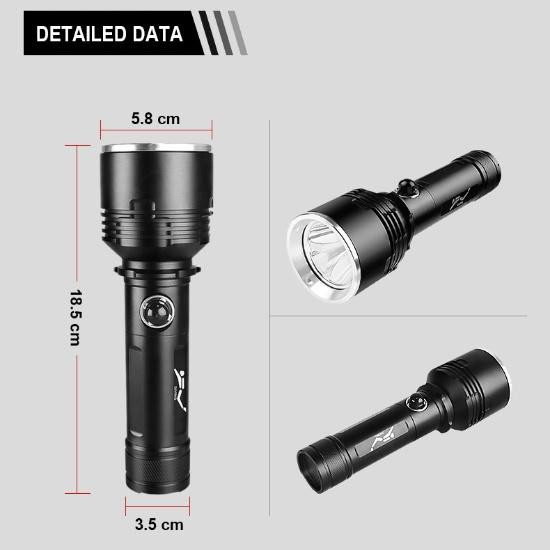 Pawell Professionelle Tauchlampe mit 800000 lm und XHP160-LED-Docht, leistungsstarke Amphibien-Taschenlampe inklusive C-26650 Akku und Ladegerät - Bild 4