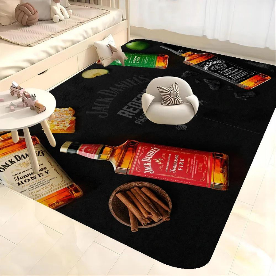 Karpetti Jack Daniels Whisky Muster Bereichsmatte, schwarz, B/T: 80 x 50 cm, waschbar und rutschfest - Bild 1