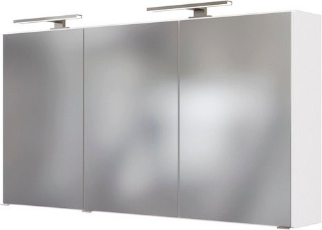 HELD MÖBEL Spiegelschrank Garda in Weiß mit LED-Beleuchtung und Glas, Höhe: 64 cm, Breite: 120 cm, Tiefe: 20 cm - Bild 1