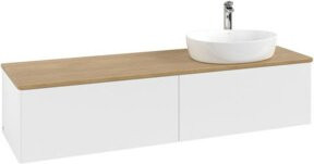V&B Antao Waschtischunterschrank ohne Frontstruktur, Wandhängend, Eiche Honig und Weiß Lack, B: 160 cm, T: 50 cm - Bild 1