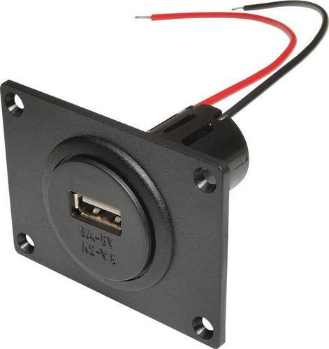 ProCar Power USB Einbausteckdose mit Montageplatte, USB-A, 12V zu 5V, Schwarz - Bild 1
