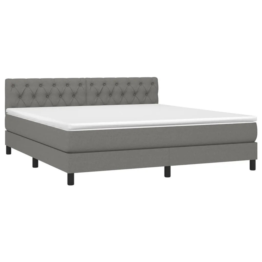 vidaXL Boxspringbett mit Matratze in Dunkelgrau, Hybridbett mit LED-Unterbettbeleuchtung und USB-Ladeport, B/T: 160 x 200 cm - Bild 2