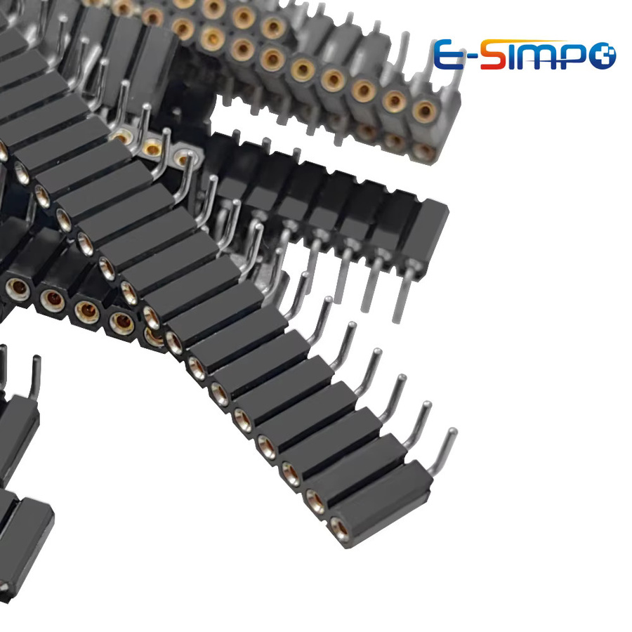 E-SIMPO PCB IC Buchsenleiste mit Zinnpins, 2,54mm Rundloch Rechtwinklig Einreihig, Schwarz - Bild 2