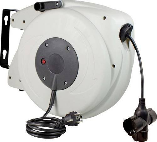 AS Schwabe Kabelaufroller 20m Schwarz mit Schutzkontakt-Stecker - Bild 1