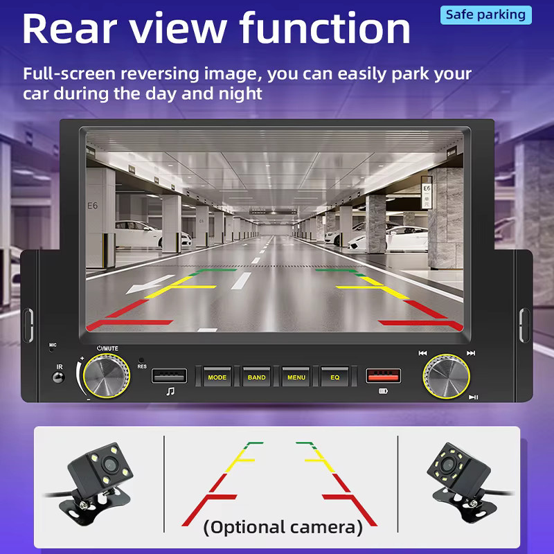Hippcron 1Din Autoradio mit 6,2 Zoll HD Touchscreen, Carplay, Android Auto, Bluetooth und Dual USB in Schwarz - Bild 3