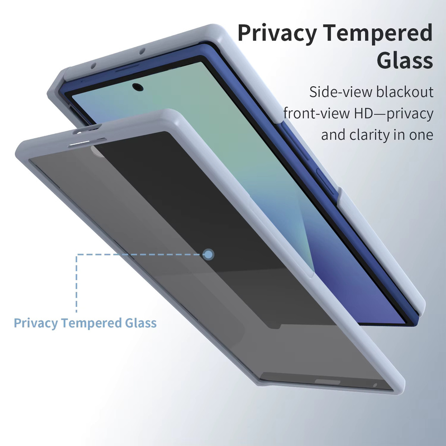 VIETAO PU-Leder Handyhülle für Galaxy Z Fold 7/6 mit Sichtschutz-Panzerglas, Touchstift und Scharnierschutz in Schwarz oder Blau - Bild 7