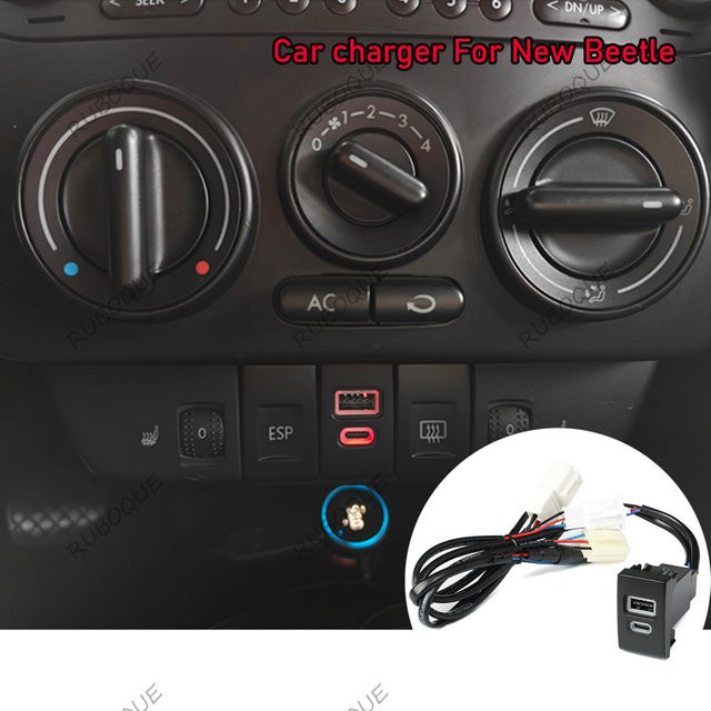 TRMODS USB-C PD Autoladegerät 12V 30W Typ C Power Adapter für Volkswagen Käfer in Schwarz - Bild 1