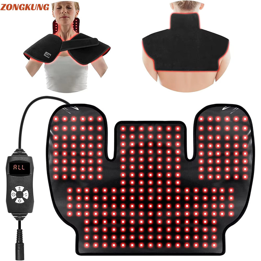 ZONGKUNG Rotlichttherapie-Heizkissen mit Infrarotlicht 660nm und 850nm zur Linderung von Rücken- und Schultermuskelschmerzen in Schwarz - Bild 7