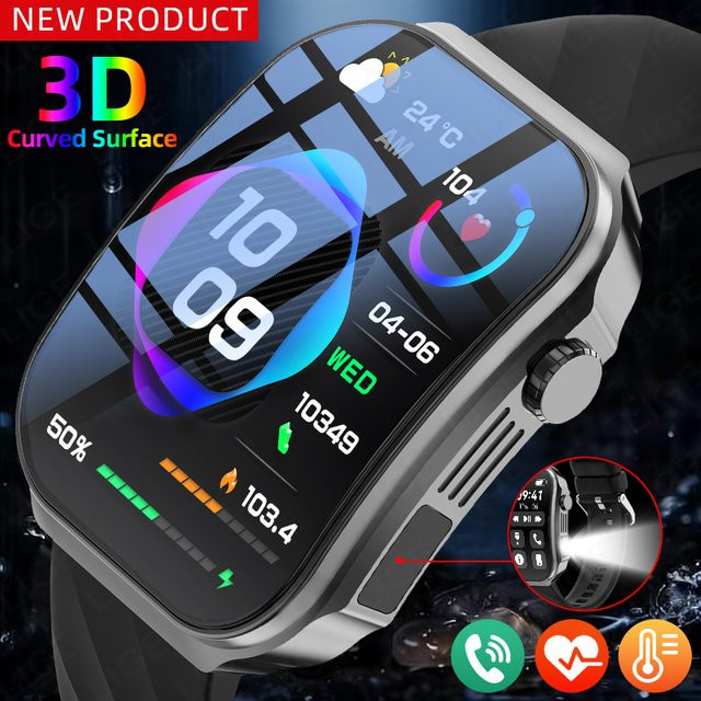 LIGE Smartwatch, Schwarz, Silikon, Rechteckig, Wasserdicht - Bild 1