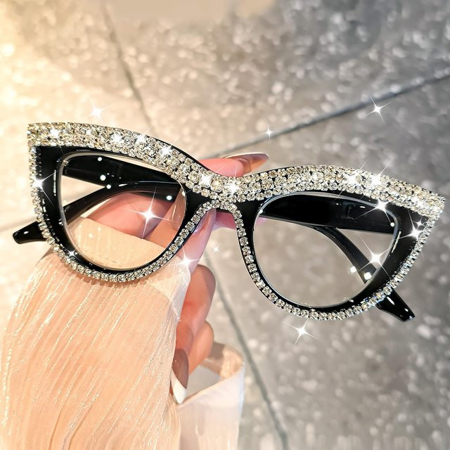 Cat-Eye Korrektionsbrille, Acetate, Vollrand, Unisex, transparent, black - Bild 1
