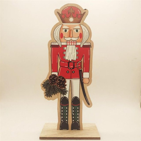 Weihnachtlicher Nussknacker Mäusekönig aus Holz in Beige als Tischdekoration