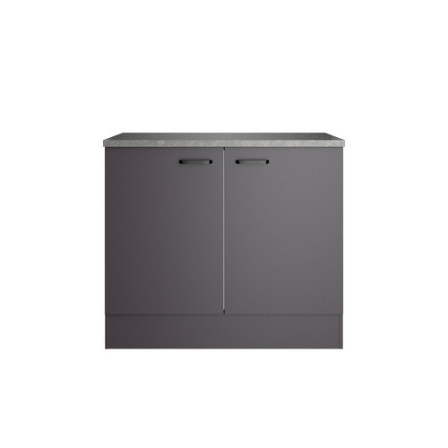 OPTIFIT Spülenunterschrank Kiel420 in Anthrazit Matt mit 2 Türen, B/T/H: 100 x 60 x 88 cm - Bild 3