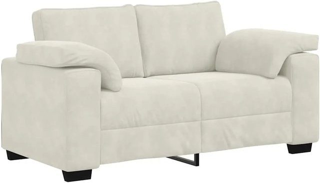 vidaXL Zweisitzer-Sofa in Creme mit Samtbezug und Armlehnen, Breite: 160 cm, Tiefe: 82 cm, Höhe: 77 cm - Bild 1