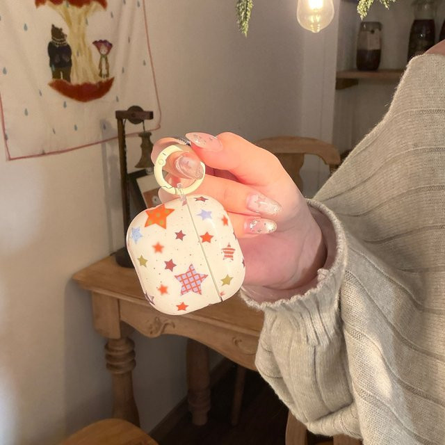 Apple AirPods Schutzhülle mit Retro Graffiti Sternen und Anhänger in Multicolour für AirPods 1, 2, 3, 4 und Pro 2 - Bild 1