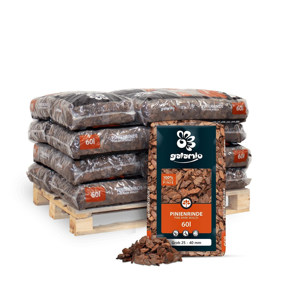 Galamio Rindenmulch Pinie Grob in Braun mit 60 l pro Sack (12er Palette) - Bild 2