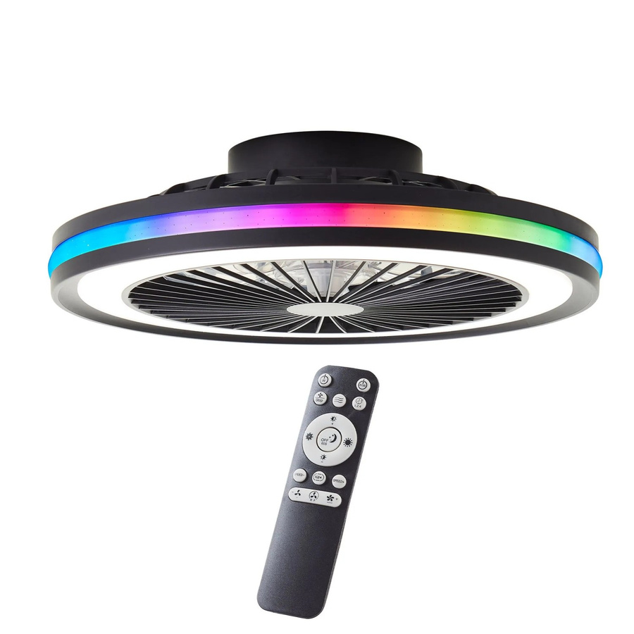 Brilliant Palmero LED-Deckenleuchte mit Ventilator, Schwarz, Dimmbar, RGB & CCT-Farbsteuerung, mit Fernbedienung, Durchmesser: 46,5 cm - Bild 3