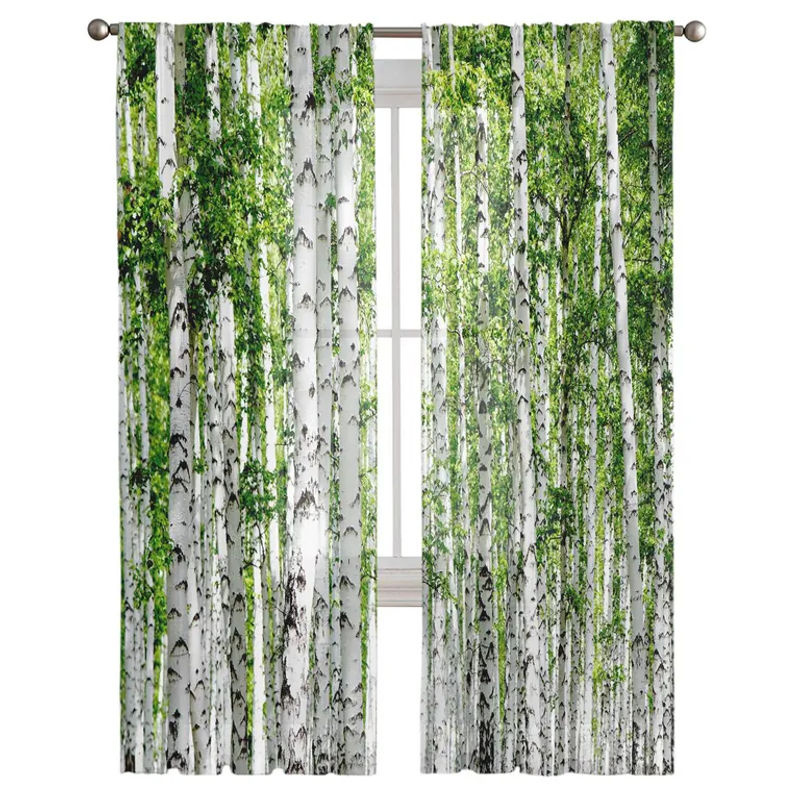 Transparenter Tüllvorhang Birkenwald von A Family Of Home Textiles, grün, B: 135 cm, H: 183 cm - Bild 2