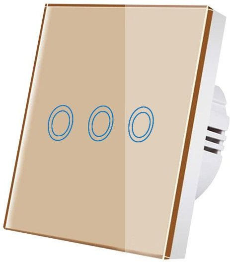 ZPG Europäischer Touch-Schalter mit LED-Hintergrundbeleuchtung aus gehärtetem Kristallglas in Gold/Messing - Bild 1