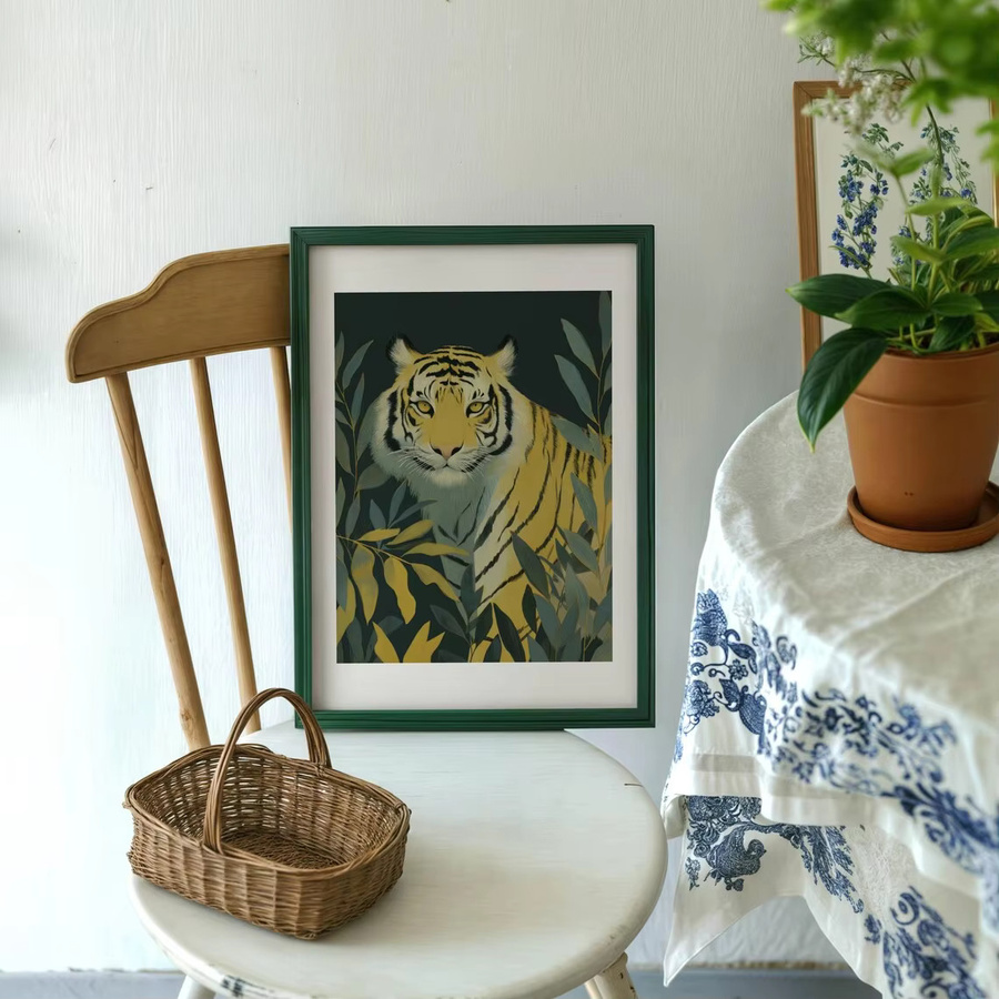 LeoBotanical Tiger-Print Wandposter mit afrikanischer Tierkunst im Scandi-Stil, mehrfarbiges Tiger-Motiv als Dschungel-Dekor - Bild 4