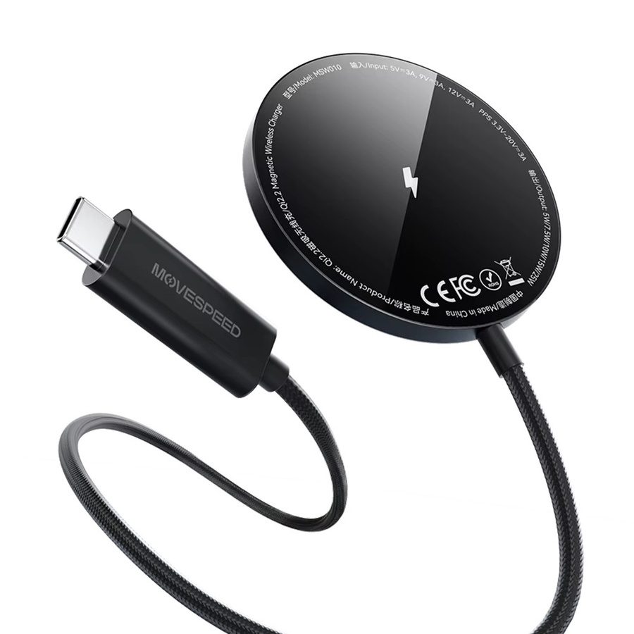 MOVESPEED W010 Qi2 25W Magnetisches Kabelloses Ladegerät für iPhone, Schwarz oder Silber - Bild 5