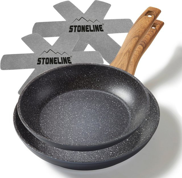 STONELINE Back to Nature 4-teiliges Pfannen-Set aus Aluminium in Braun mit Non-Stick-Beschichtung und Holzoptik - Bild 1